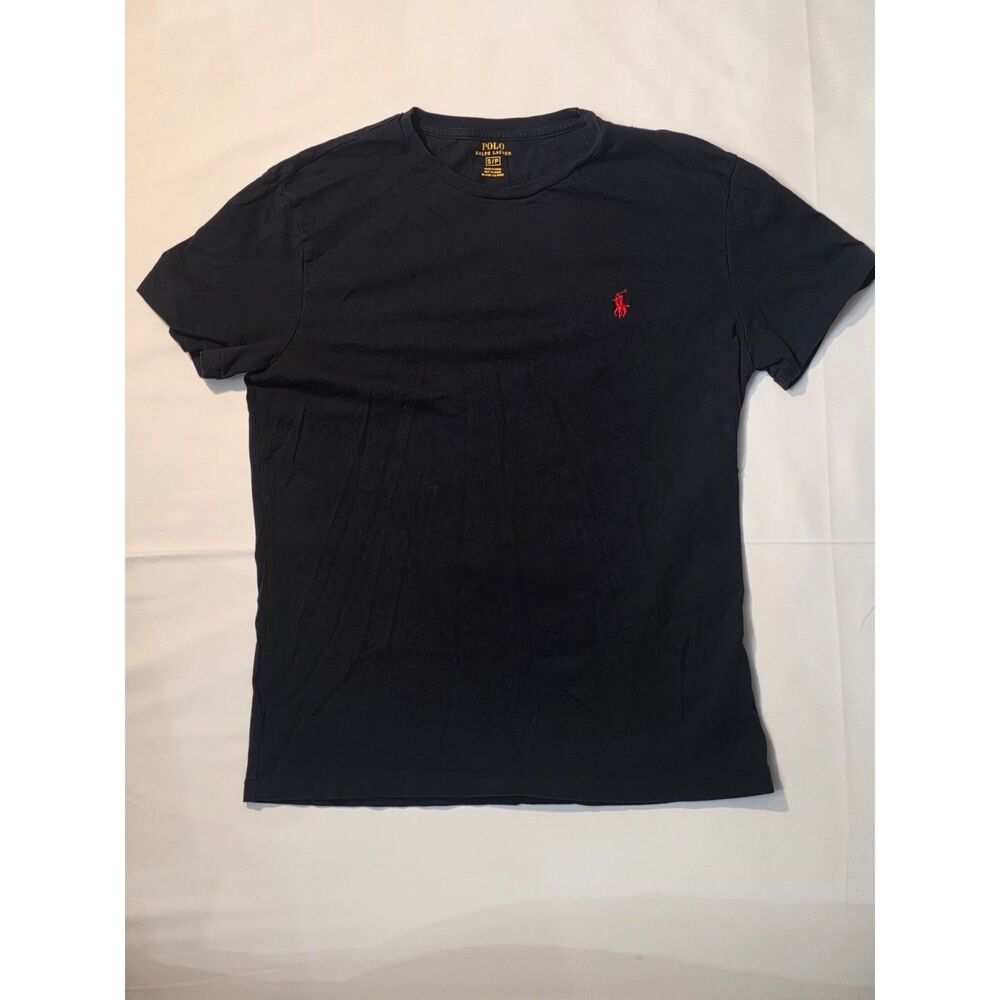 Polo Ralph Lauren Men's Size Small Black Cotton Crew Neck Red Pony T-Shirt S